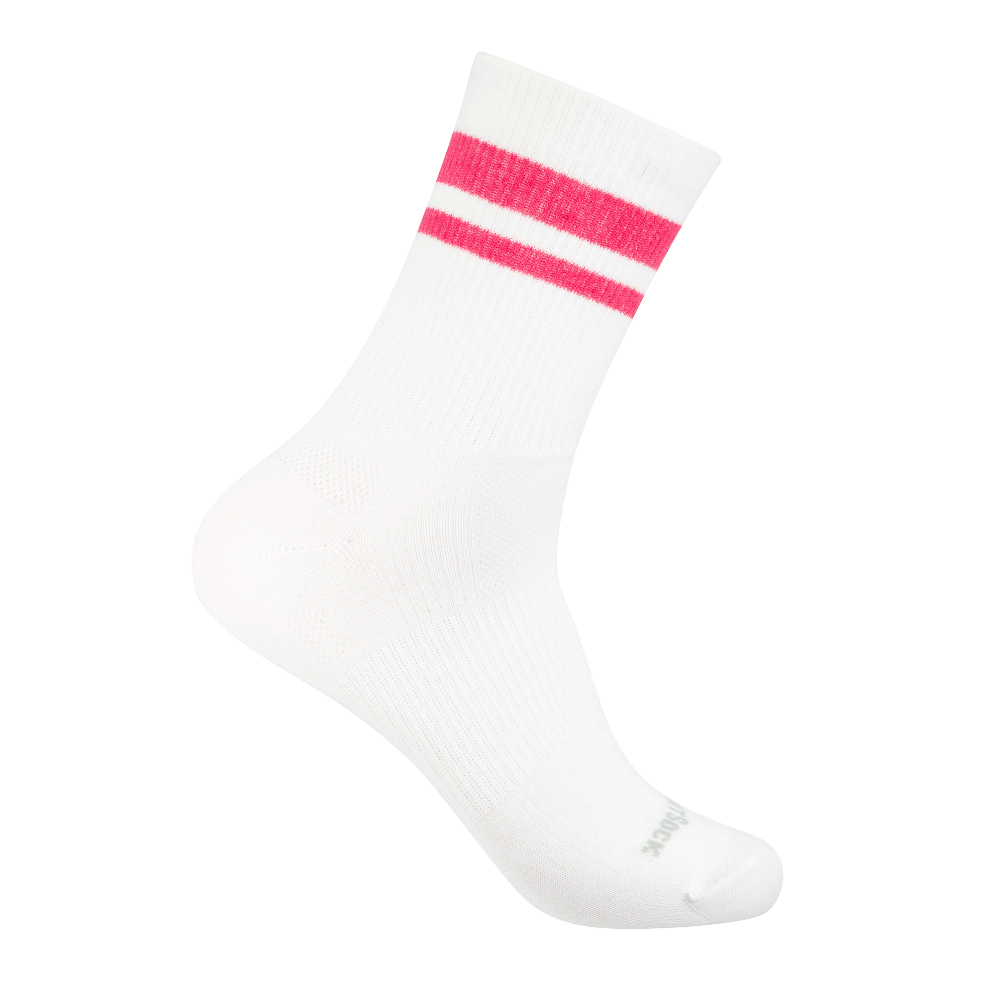 #farbe_white-beet-root-stripes | Weiße Tennissocken mit Pinken Streifen. Doppellagige Retro-Sportsocken von Wrightsock.
