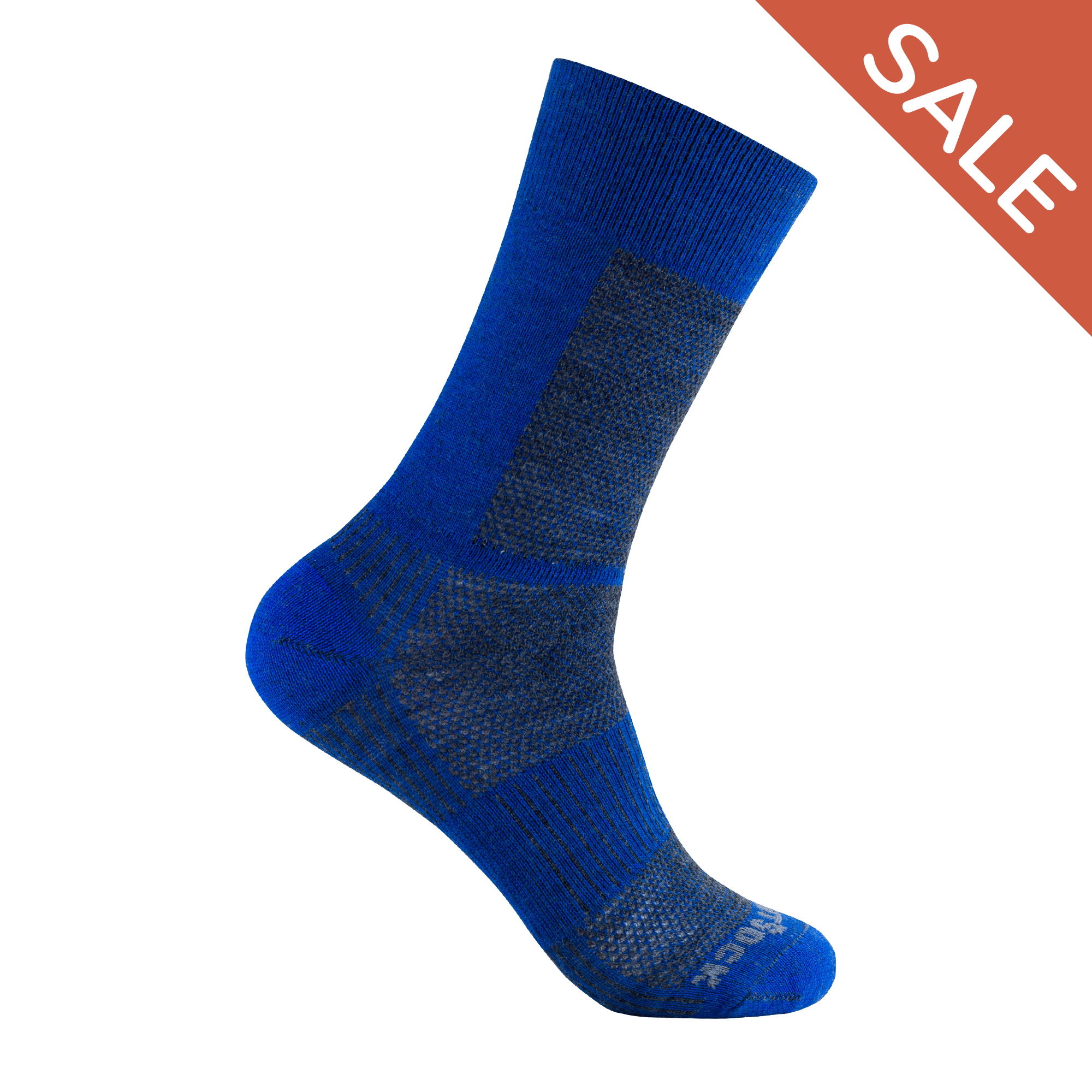 #farbe_grey-electricblue | Wandersocke Merino Coolmesh Crew (wadenhoch) von Wrightsock in Blau.