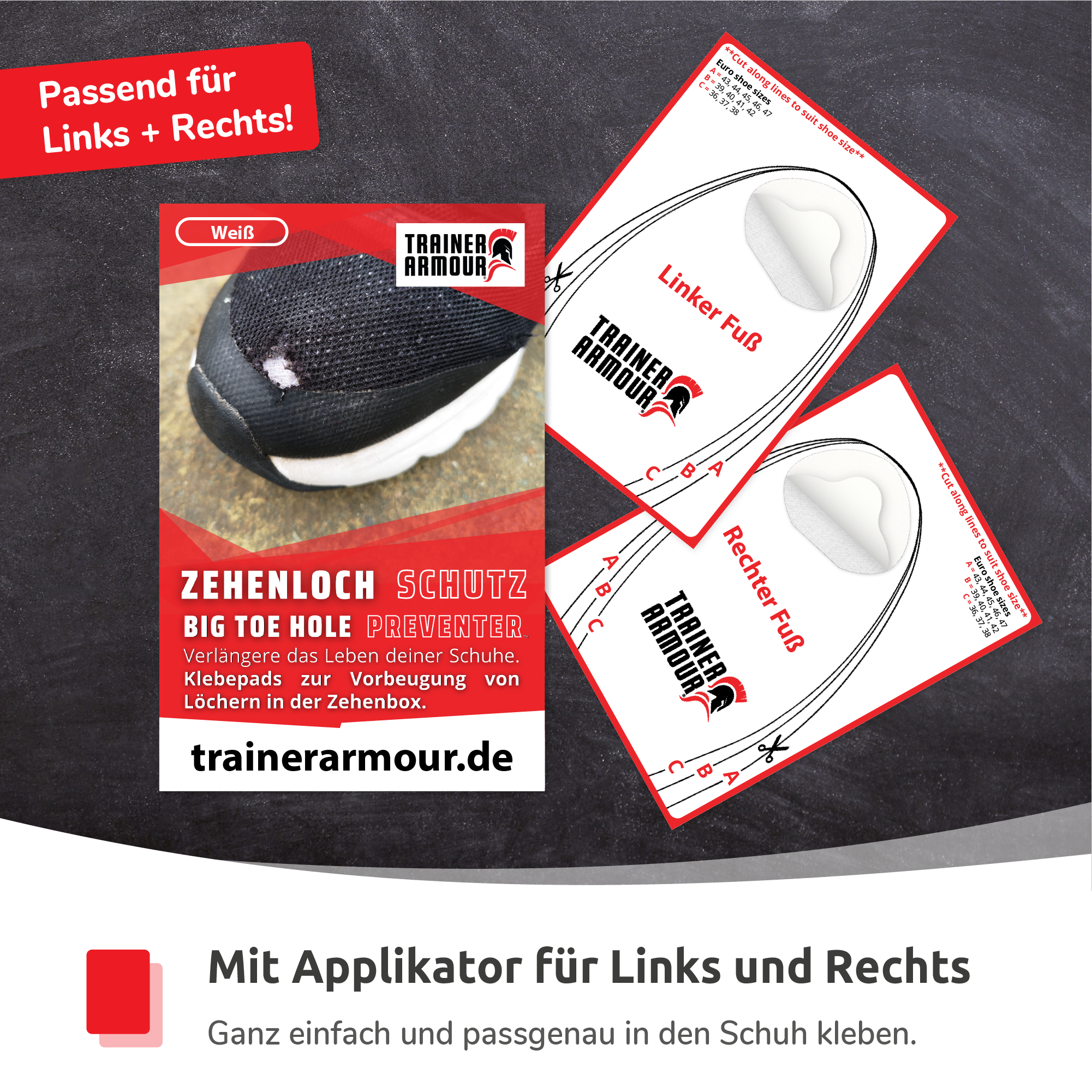 #farbe_weiß Big Toe Hole Preventer (Weiß) von Trainer Armour - Flicken gegen Löcher am Zeh