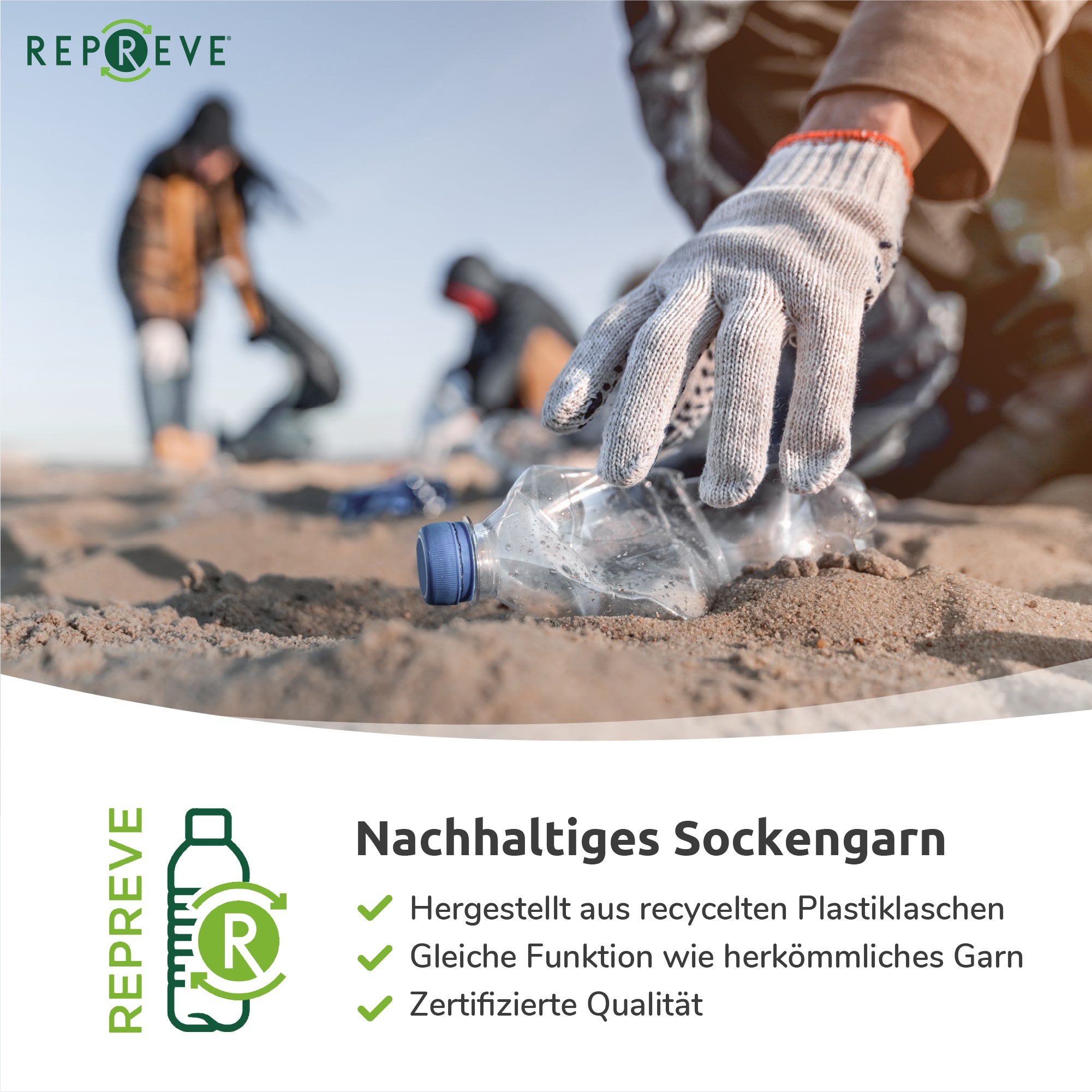 WRIGHTSOCK Nachhaltigkeit Socken Sockengarn aus Plastikflaschen Repreve