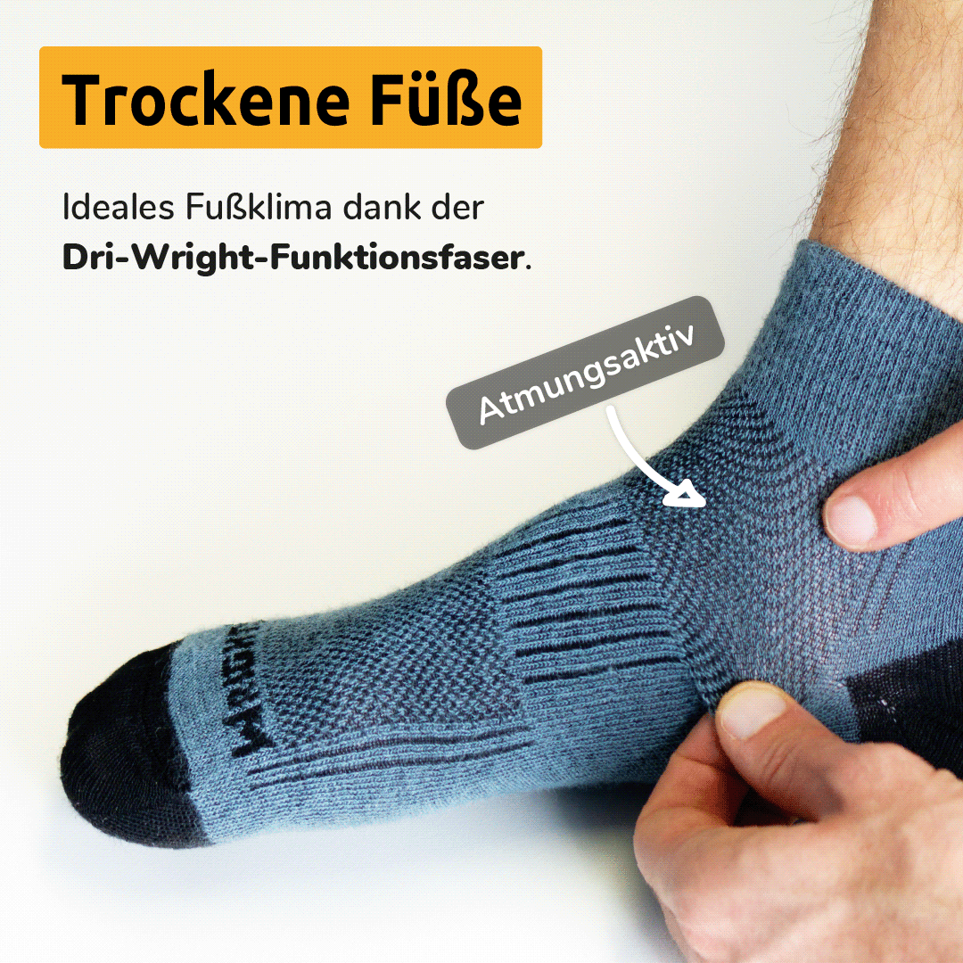 WRIGHTSOCK Sportsocken Laufsocken Wandersocken für Trockene Füße. Socken gegen Schweißfüße. Atmungsaktiv.