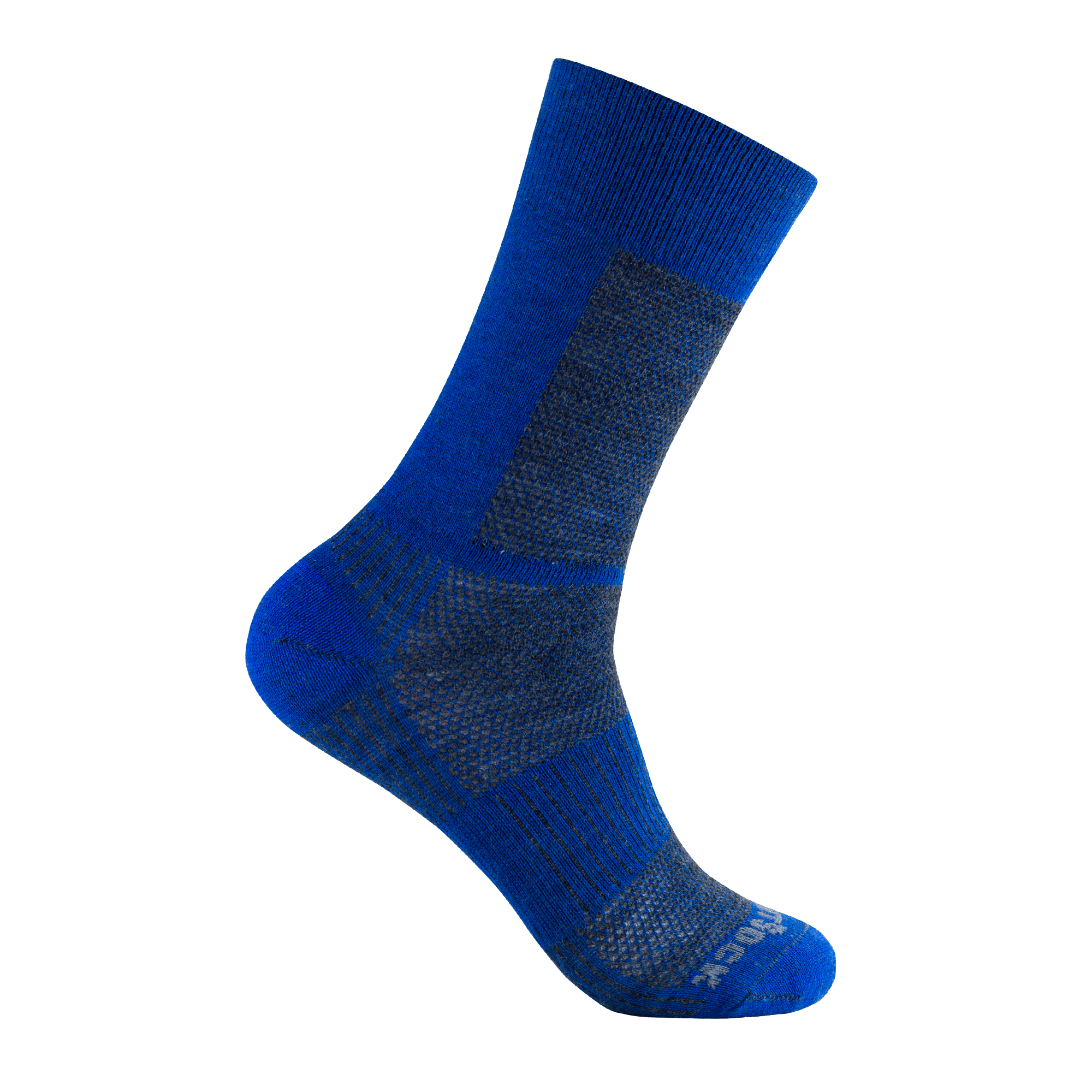 #farbe_grey-electricblue | Wandersocke Merino Coolmesh Crew (wadenhoch) von Wrightsock in Blau.