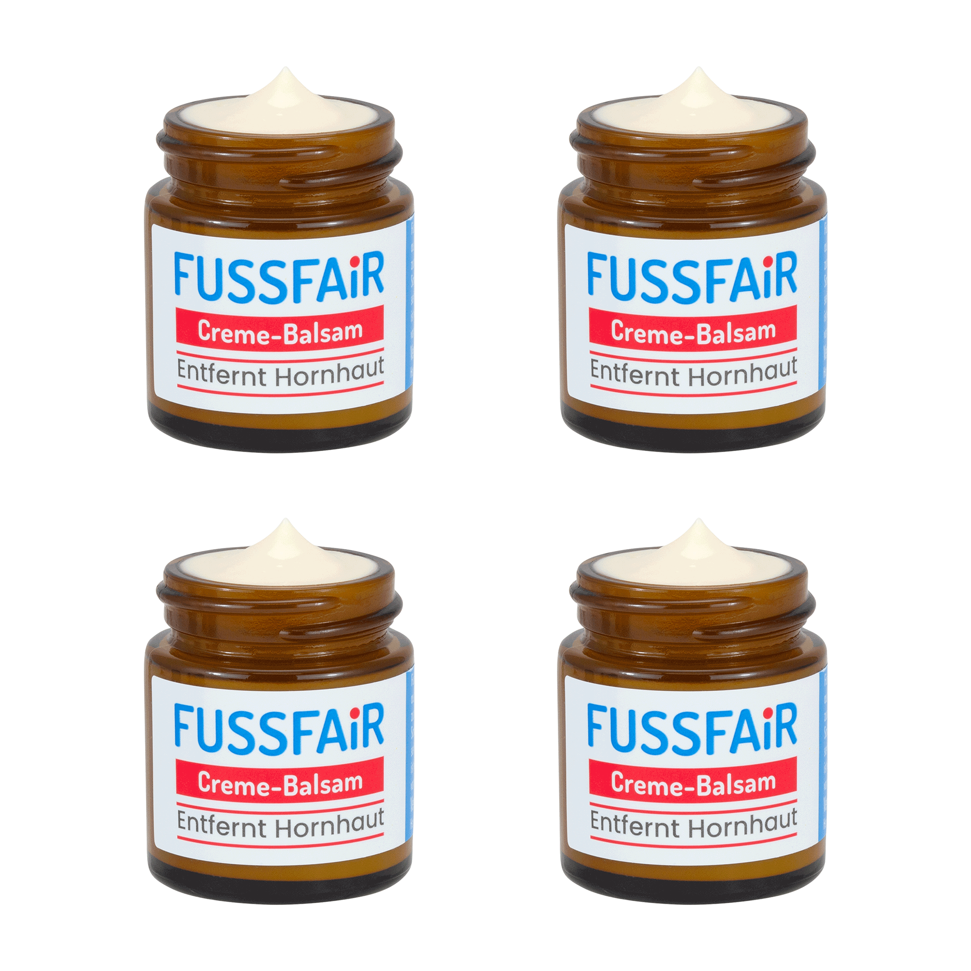 #inhalt_Sparpack (4 Tiegel à 30 ml) Fussfair Hornhaut-Balsam-Creme Sparpack. Reduziert und entfernt Hornhaut