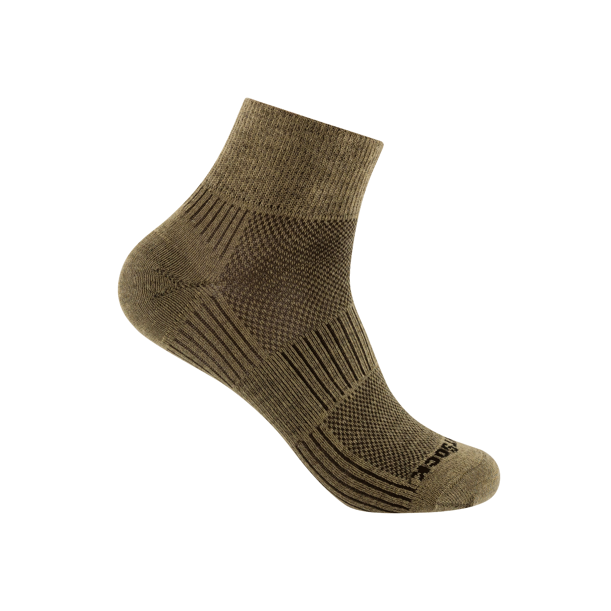 #farbe_khaki | WRIGHTSOCK doppellagige Anti-Blasen-Socken - COOLMESH II Quarter - khaki-black-twist