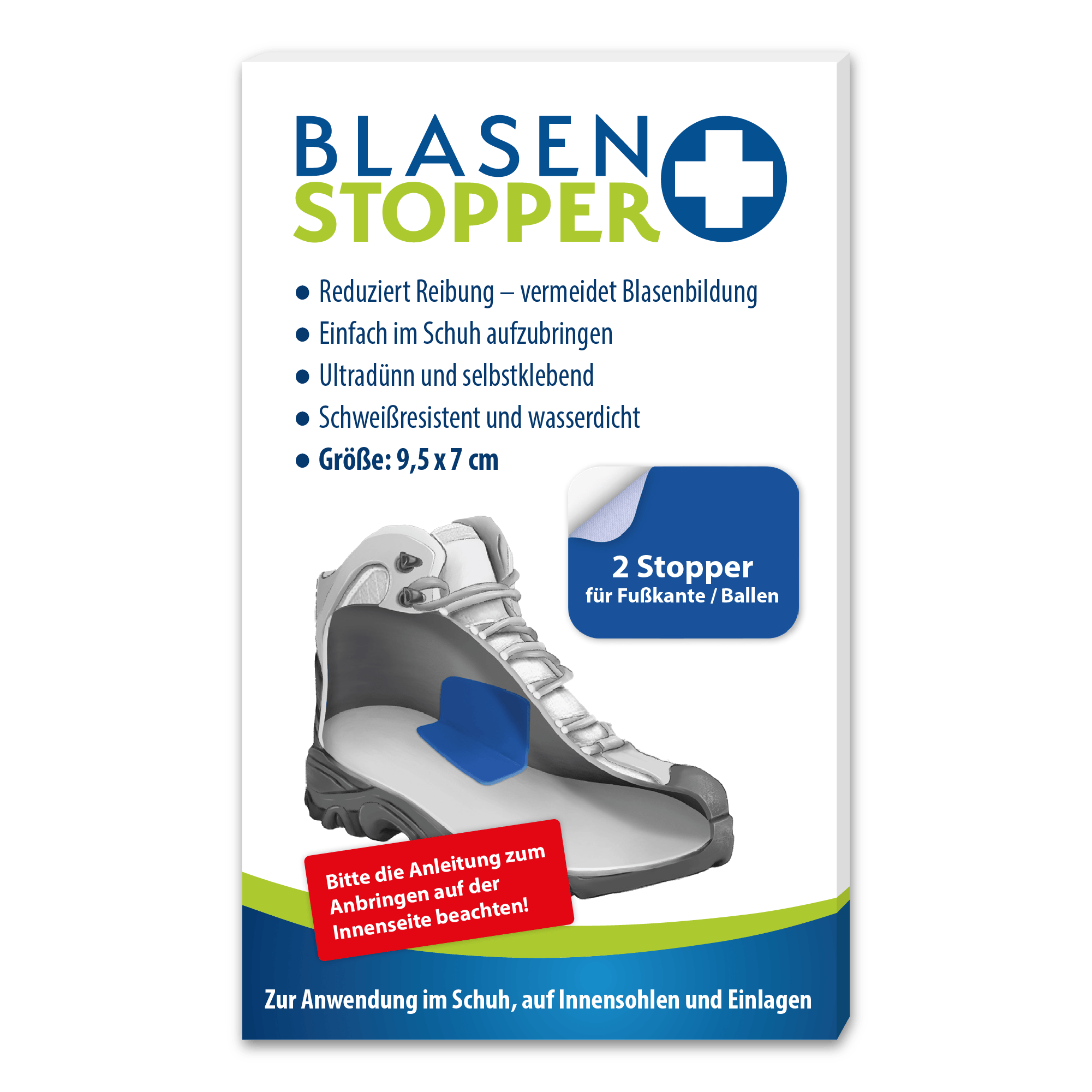 Blasenstopper – 2 Rechteckige Stopper für Fußkante/Ballen
