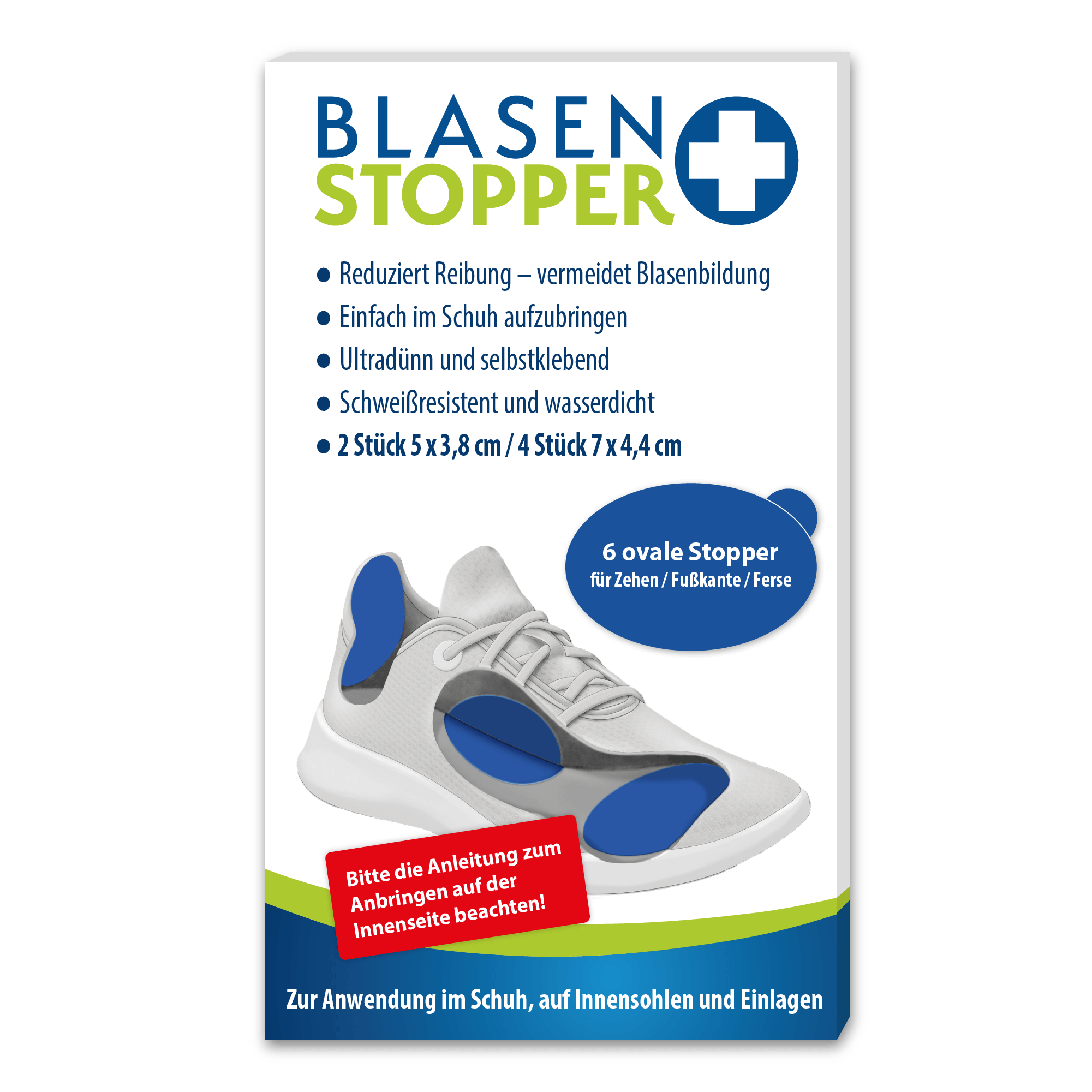 Blasenstopper – 6 ovale Stopper für Ballen/Fußkante
