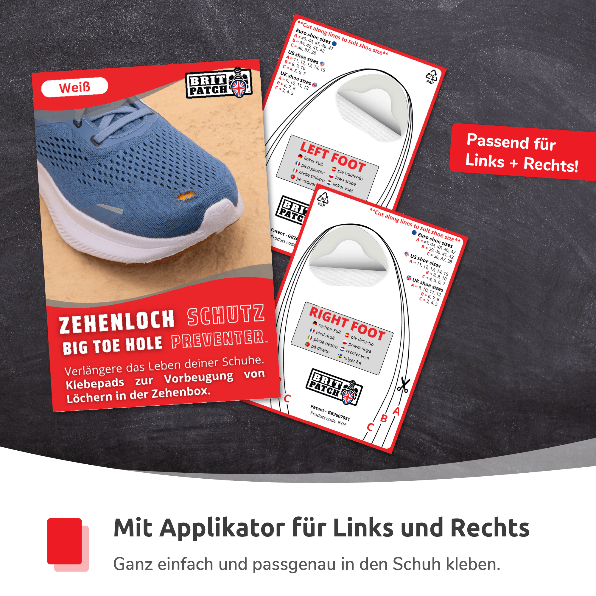 #farbe_Weiß Trainer Armour Zehenloch-Schutz (ToeHole Preventer) Weiß 2 Stück