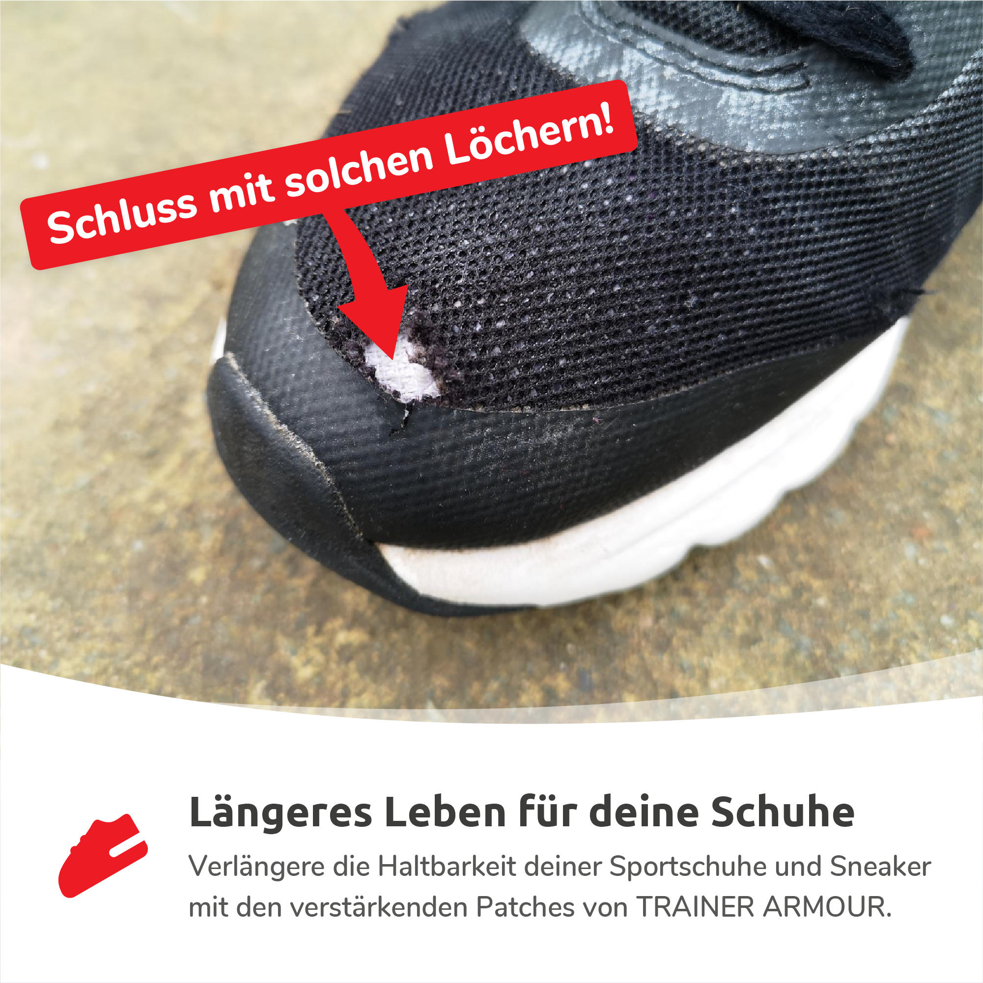 Trainer Armour Big Toe Hole Preventer - Klebepatches gegen Löcher im Schuh am großen Zeh